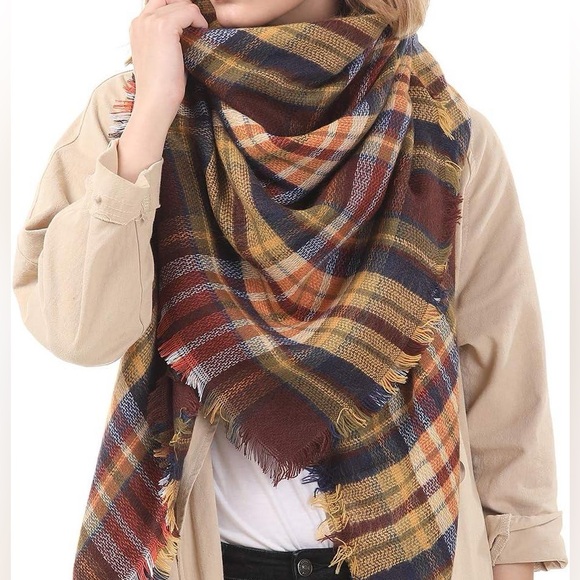 Zando Soft Autumn Tartan Plaid Chunky Wrap Scarf - Picture 11 of 11